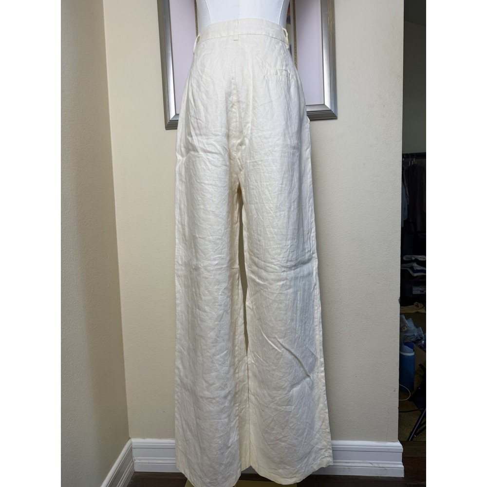 DISSH Wide Leg Linen-Blend Pants in Ivory